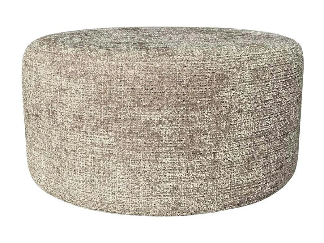 Pouf rond taupe tissu doux Ø80 cm RIVOLI