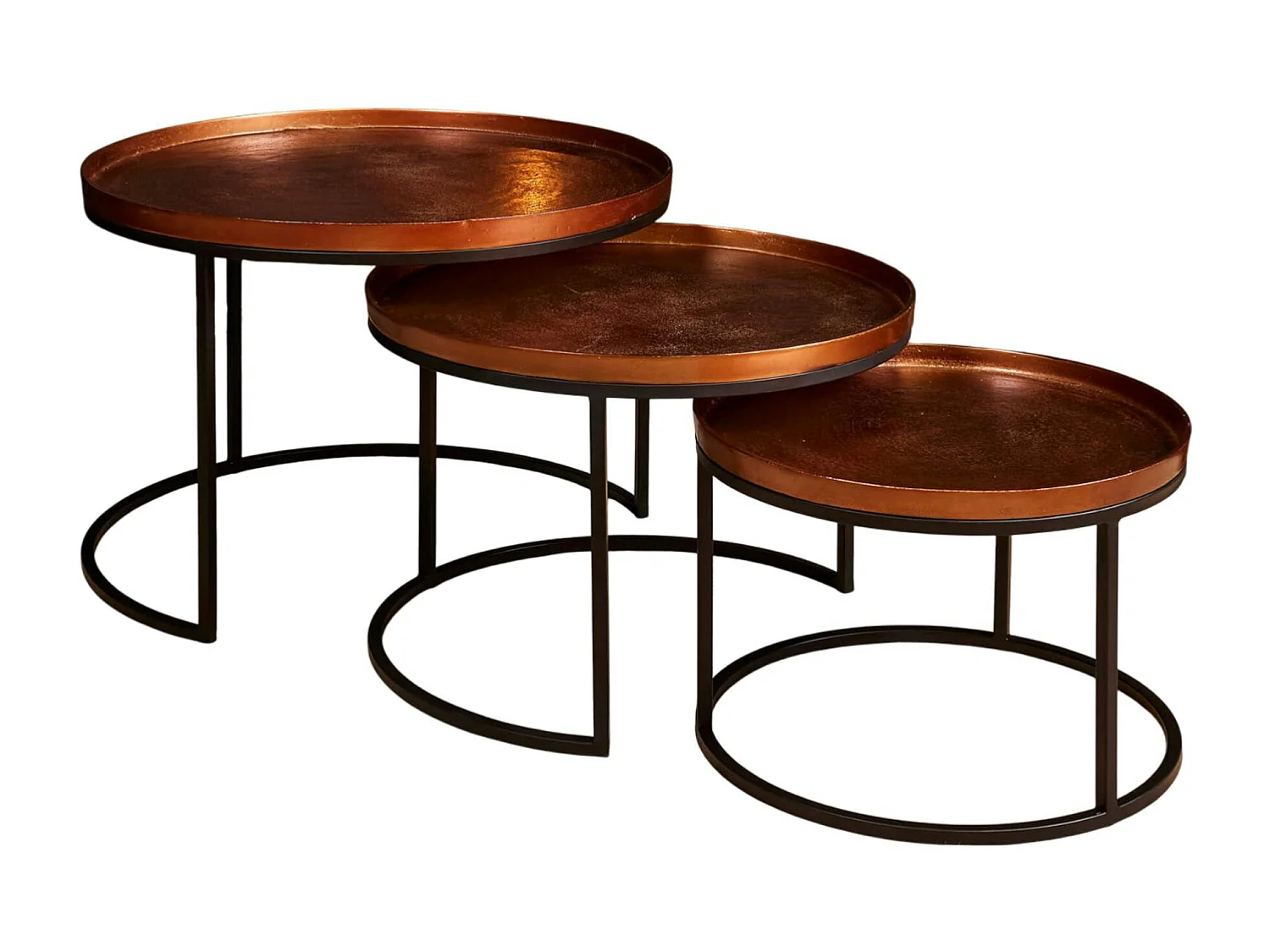 Table gigogne salon métal cuivré (lot de 3) KANO