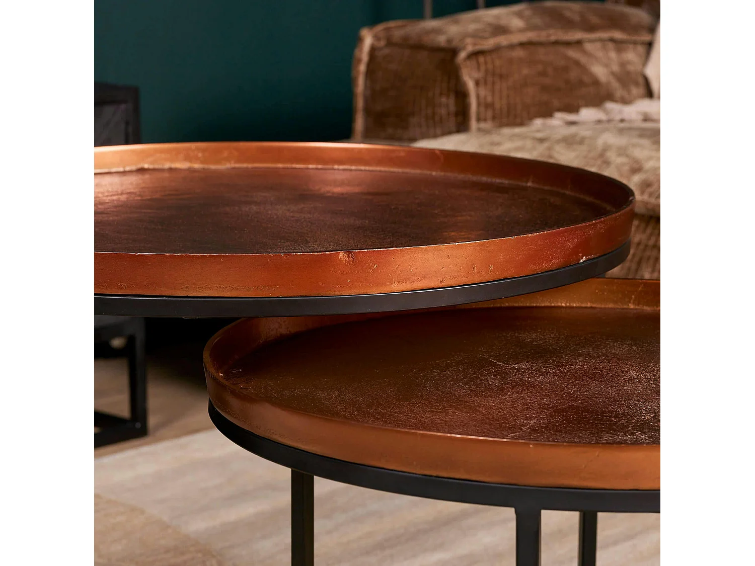 Table gigogne salon métal cuivré (lot de 3) KANO