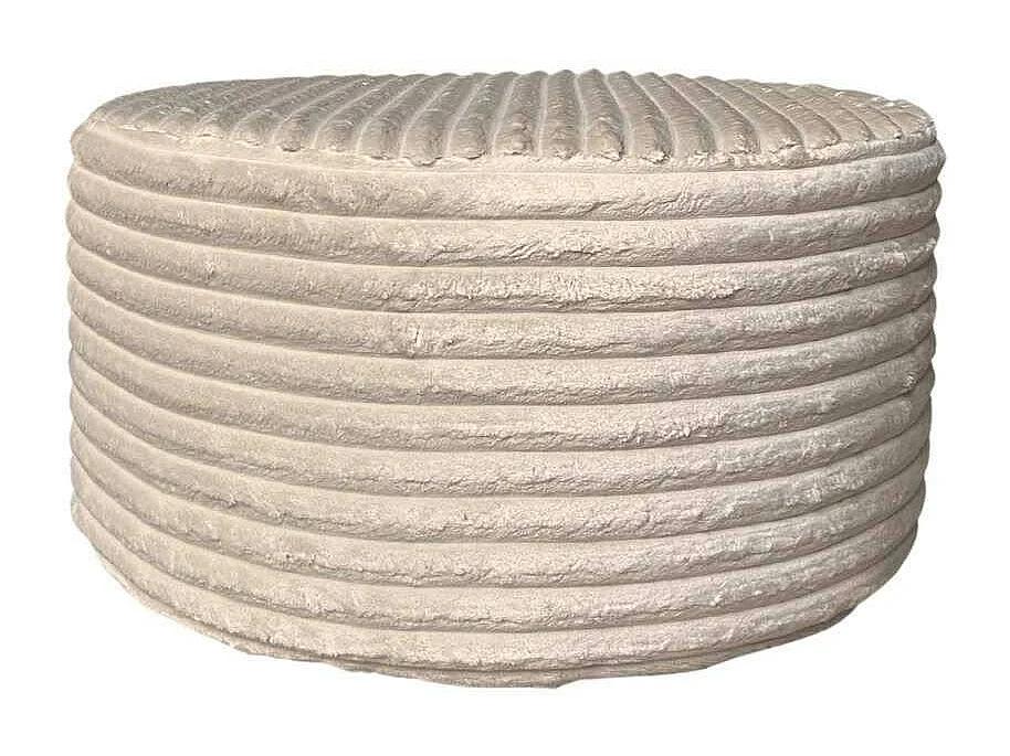Pouf rond beige en velours côtelé Ø80 cm RIVOLI