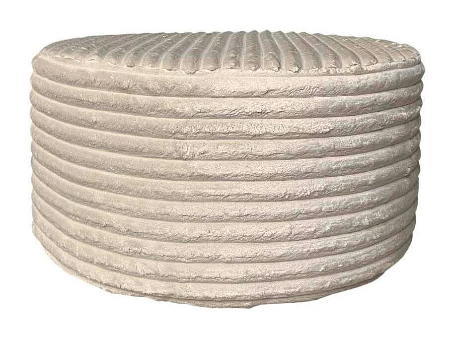 Pouf rond beige en velours côtelé Ø80 cm RIVOLI