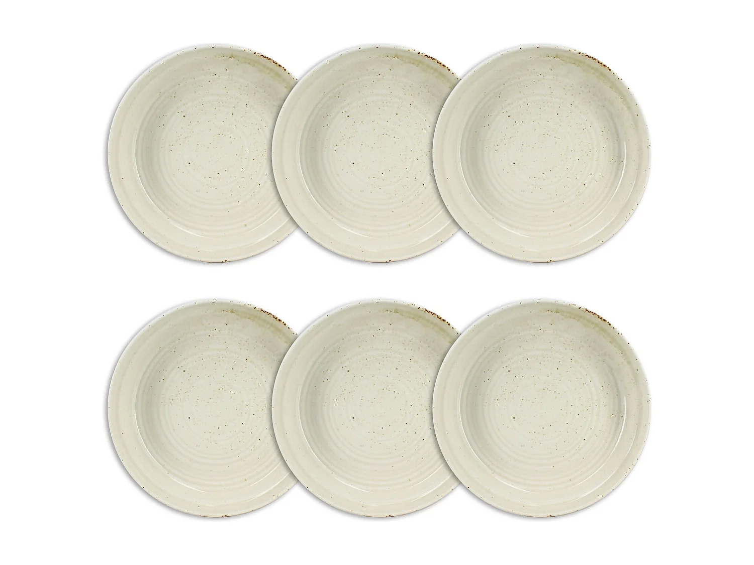 Ogo Living - Lot 6 Asiettes Creuses Ora 21cm En Porcelaine Beige