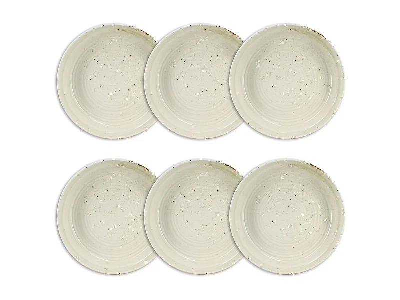 Ogo Living - Lot 6 Asiettes Creuses Ora 21cm En Porcelaine Beige