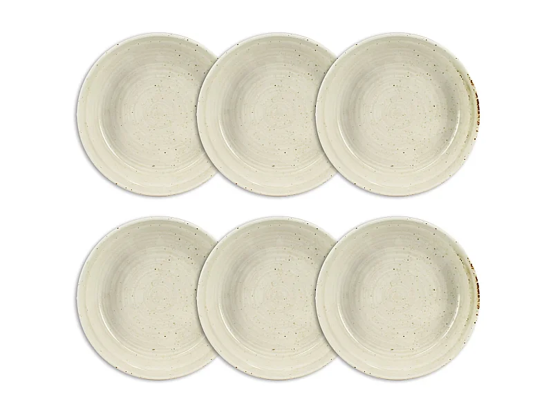 Ogo Living - Lot 6 Asiettes Creuses Ora 15.5cm En Porcelaine Beige