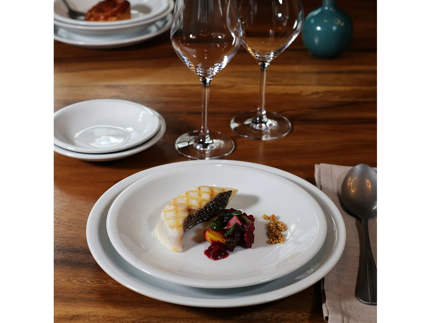 Ogo Living - Lot 6 Assiettes Plates Omega 18cm En Porcelaine Blanche