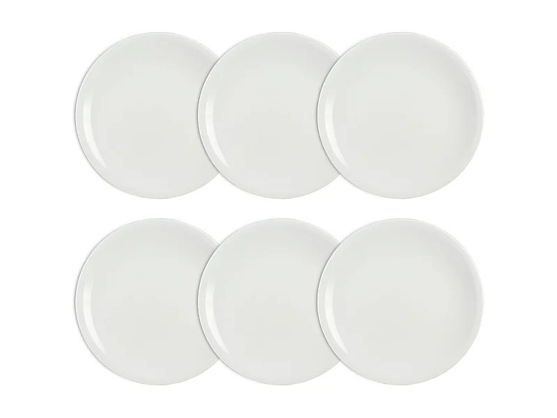 Ogo Living - Lot 6 Assiettes Plates Omega 18cm En Porcelaine Blanche