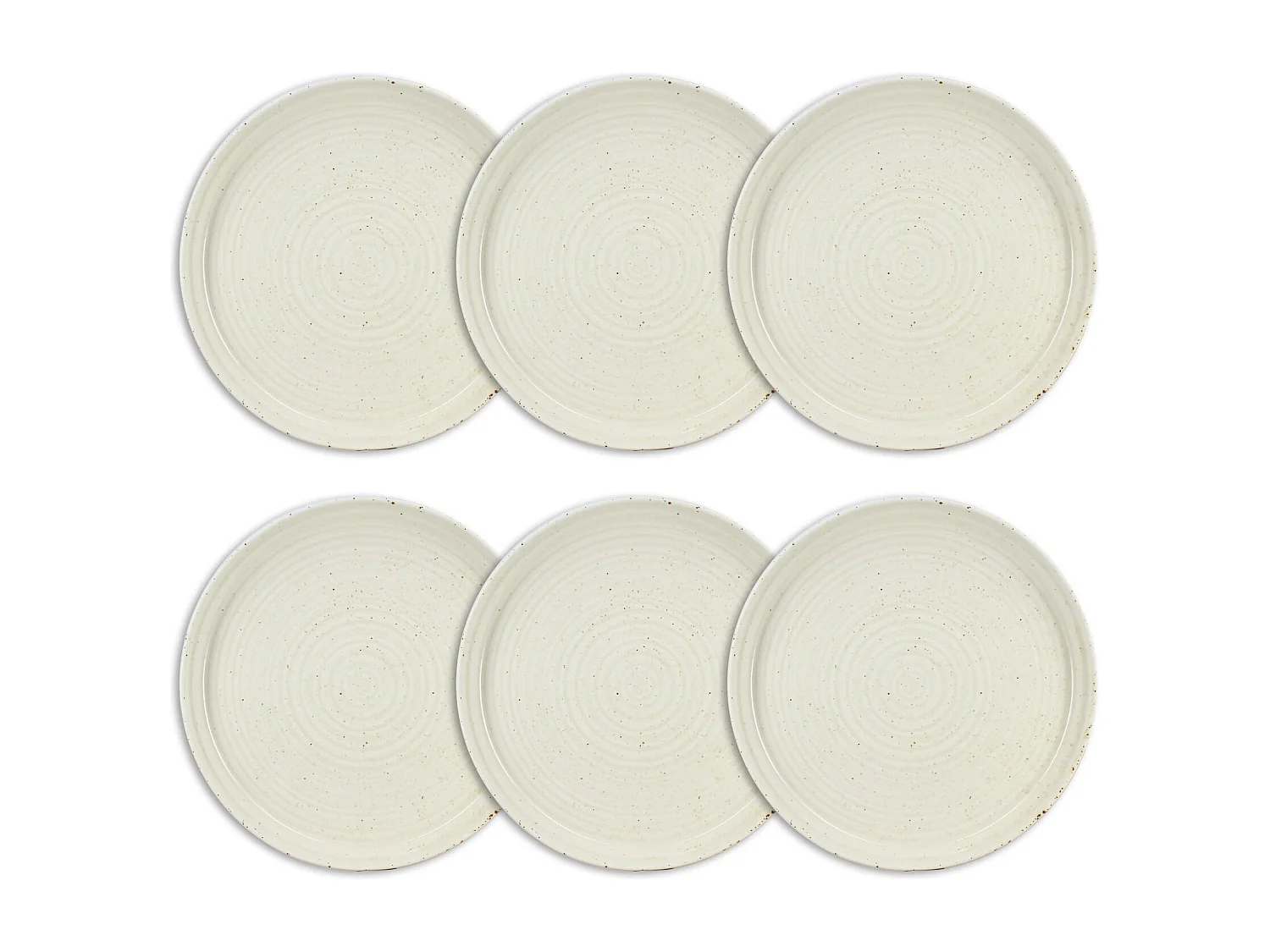 Ogo Living - Lot 6 Assiettes Plates Ora 27cm En Porcelaine Beige
