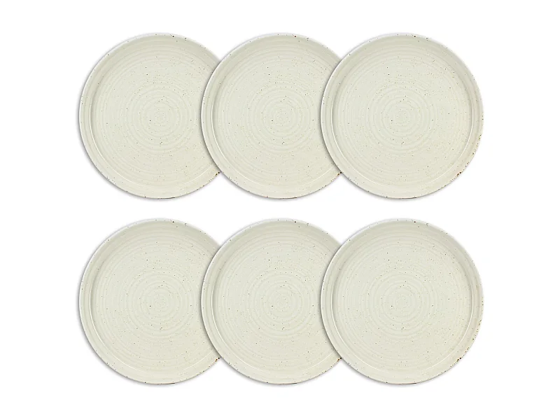 Ogo Living - Lot 6 Assiettes Plates Ora 27cm En Porcelaine Beige