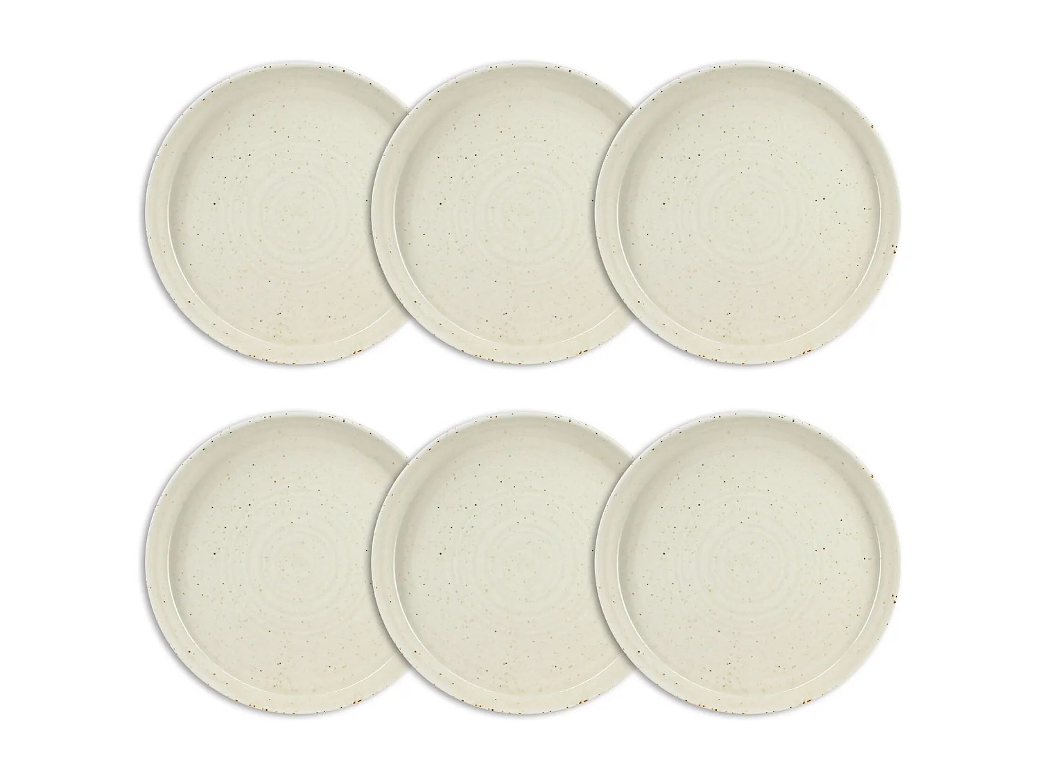 Ogo Living - Lot 6 Assiettes Plates Ora 20.5cm En Porcelaine Beige
