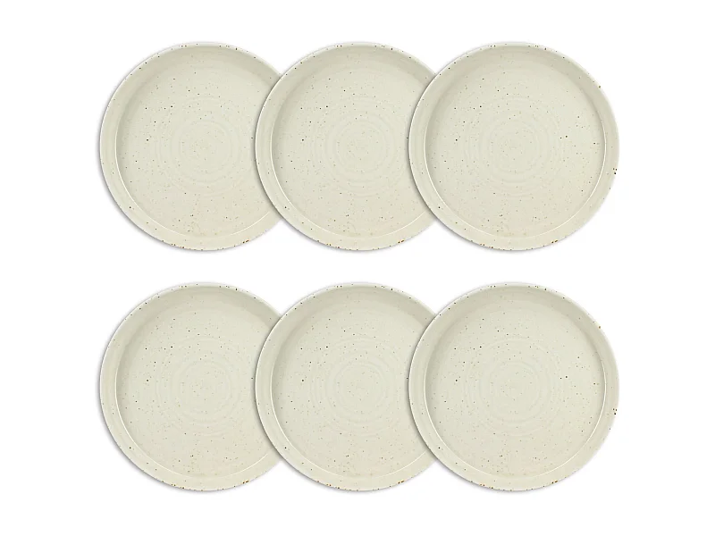 Ogo Living - Lot 6 Assiettes Plates Ora 20.5cm En Porcelaine Beige