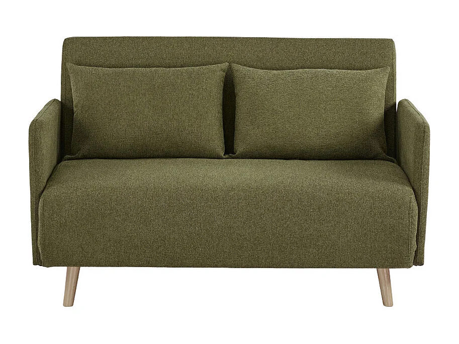 Canapé convertible clic-clac 2 places en tissu vert olive