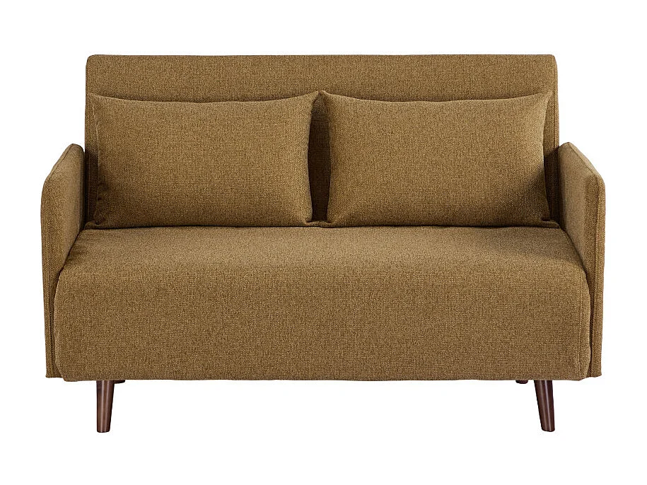 Belushi - Canapé convertible 2 places en tissu pieds bois foncé - Bronze