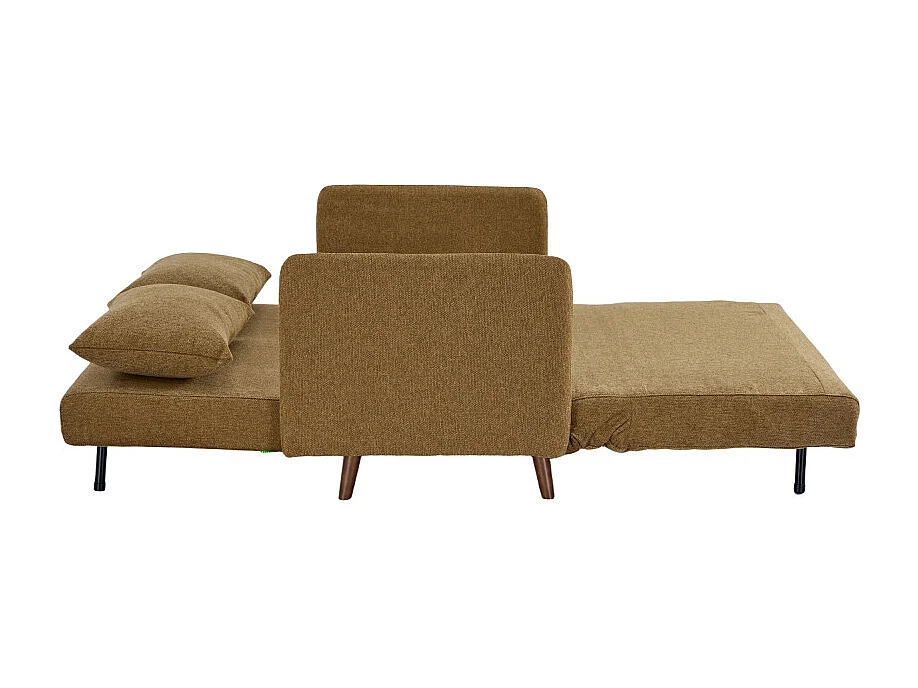 Belushi - Canapé convertible 2 places en tissu pieds bois foncé - Bronze