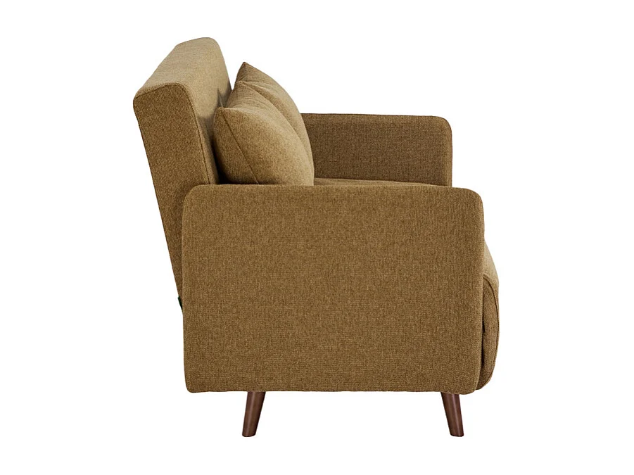 Belushi - Canapé convertible 2 places en tissu pieds bois foncé - Bronze