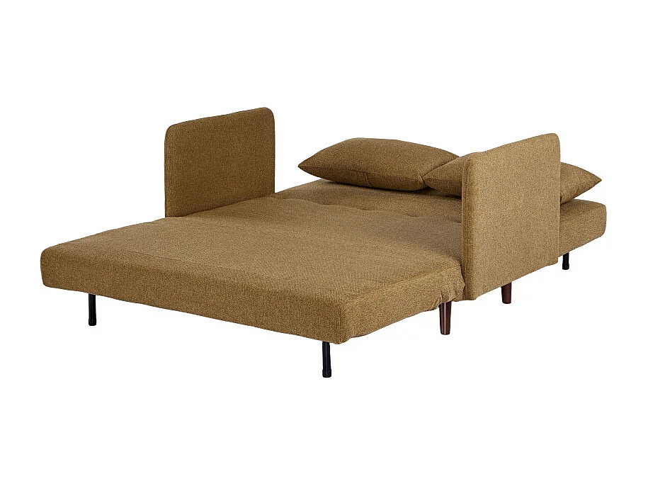 Belushi - Canapé convertible 2 places en tissu pieds bois foncé - Bronze