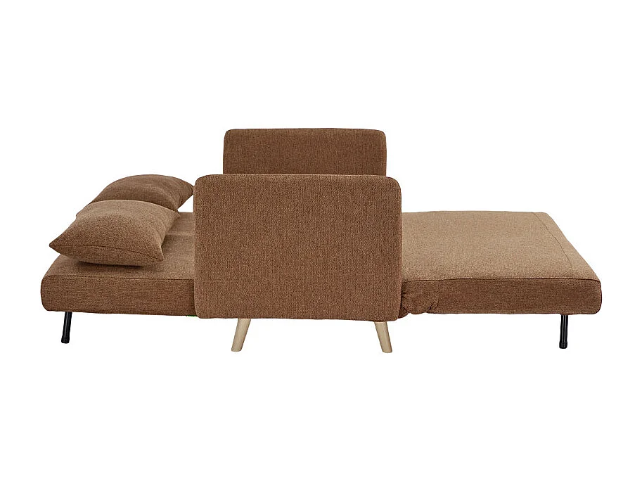 Belushi - Canapé convertible 2 places en tissu pieds bois clair - Rouille