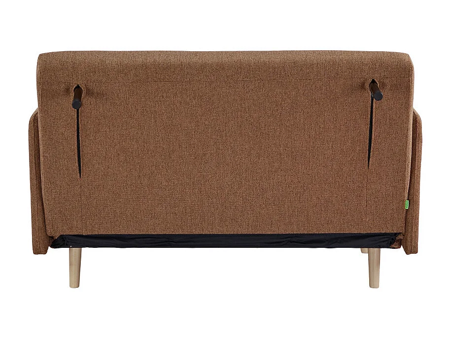 Belushi - Canapé convertible 2 places en tissu pieds bois clair - Rouille