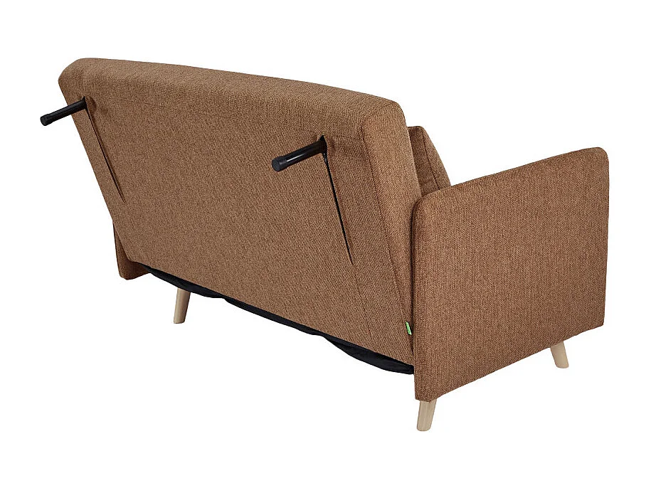 Belushi - Canapé convertible 2 places en tissu pieds bois clair - Rouille