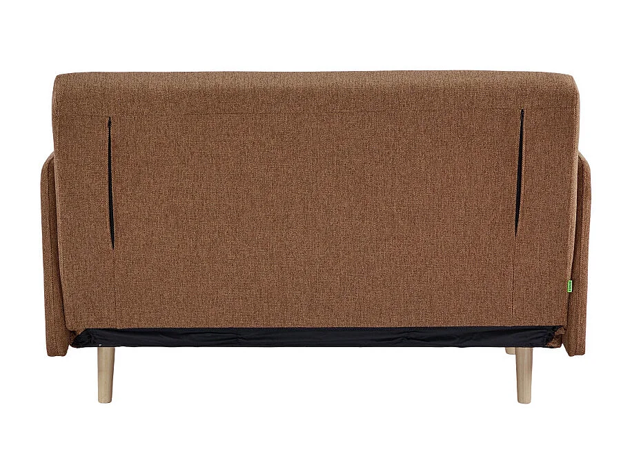 Belushi - Canapé convertible 2 places en tissu pieds bois clair - Rouille
