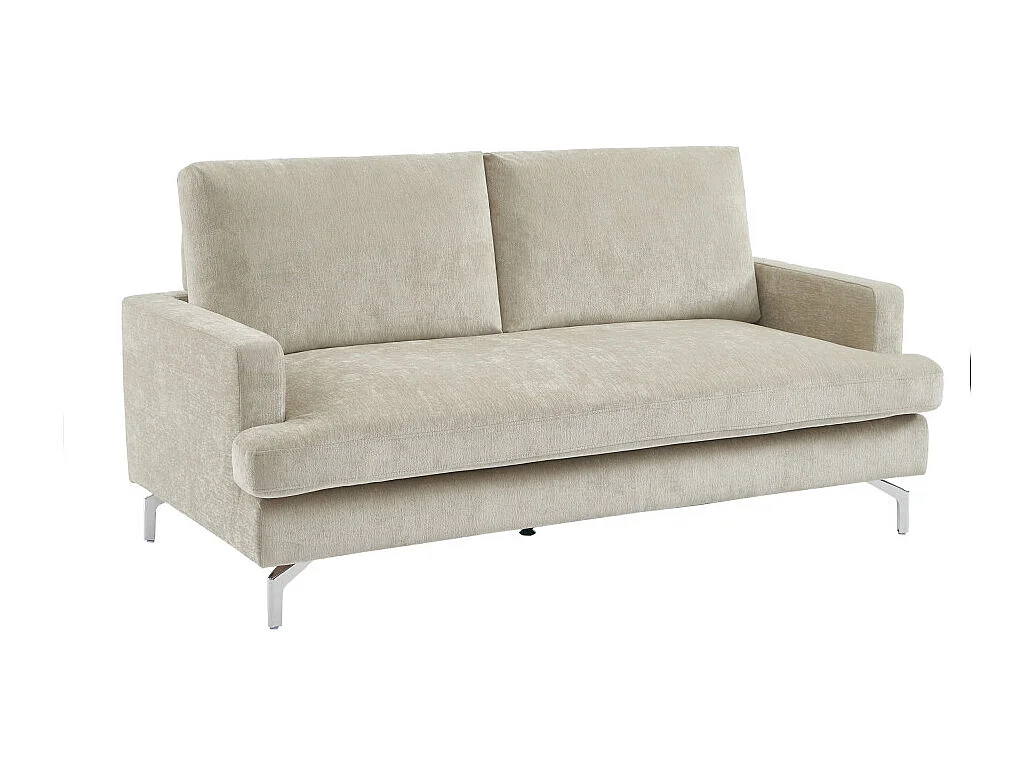 Sophie - Canapé 3 places en tissu pieds chrome - Beige