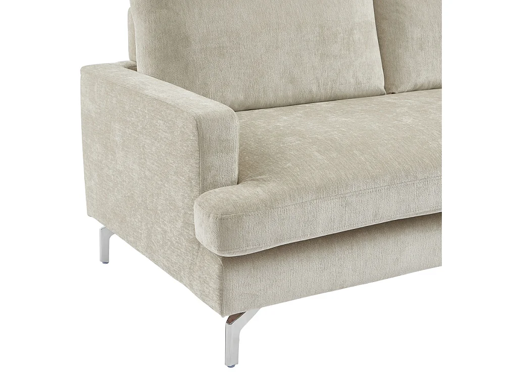 Sophie - Canapé 3 places en tissu pieds chrome - Beige