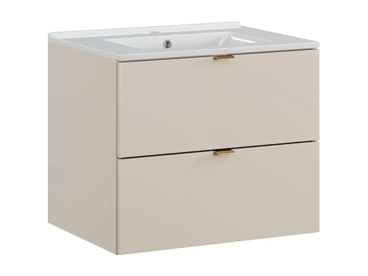 Ensemble de salle de bain BELLA : meuble sous vasque 60cm + vasque encastrée blanche rectangulaire