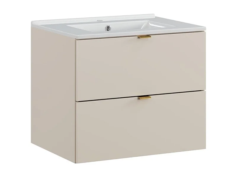 Ensemble de salle de bain BELLA : meuble sous vasque 60cm + vasque encastrée blanche rectangulaire