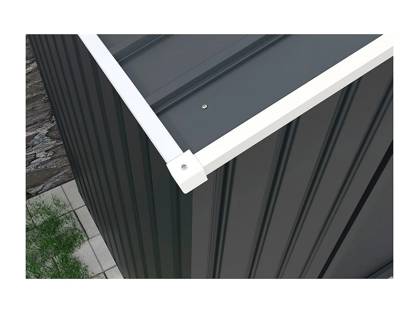 Garage métal " Houston" - 15,36 m² avec gouttière et récupérateur d'eau - Anthracite