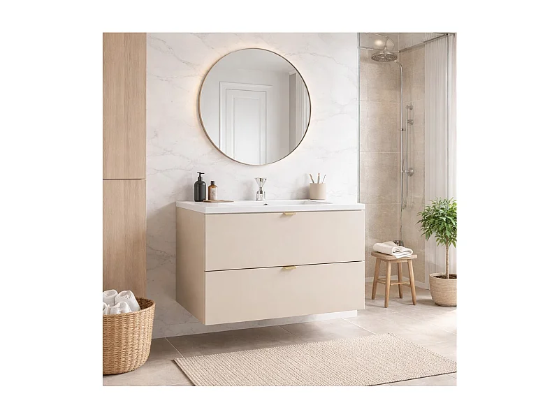Set da bagno BELLA: mobile sotto lavabo 80cm + lavabo incassato rettangolare