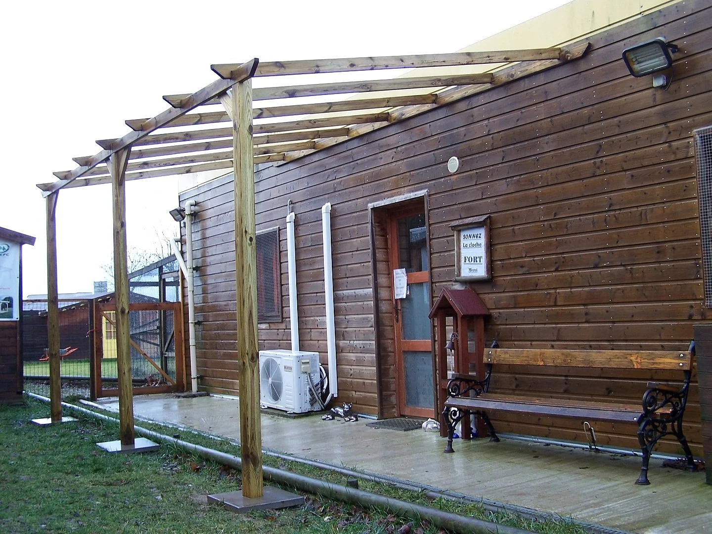 CAR3050.AM-Carport mural pergola adossable autoclave