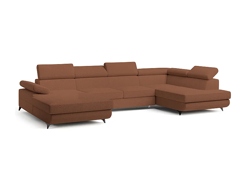 Canapé D'angle Rubano Cuivré En Bouclé Avec Fonction De Couchage