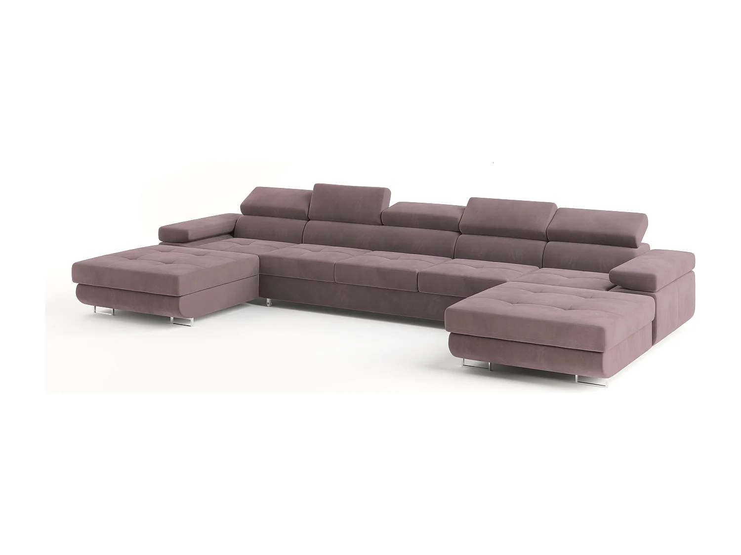 Canapé d'angle OMBRA Violet en velours avec fonction de couchage