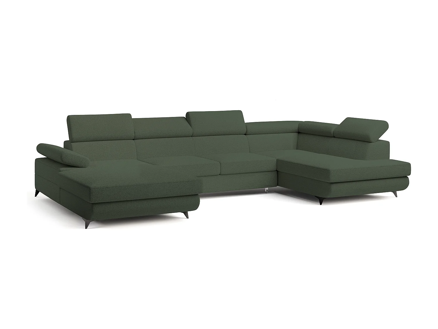 Canapé D'angle Rubano Vert En Bouclé Avec Fonction De Couchage