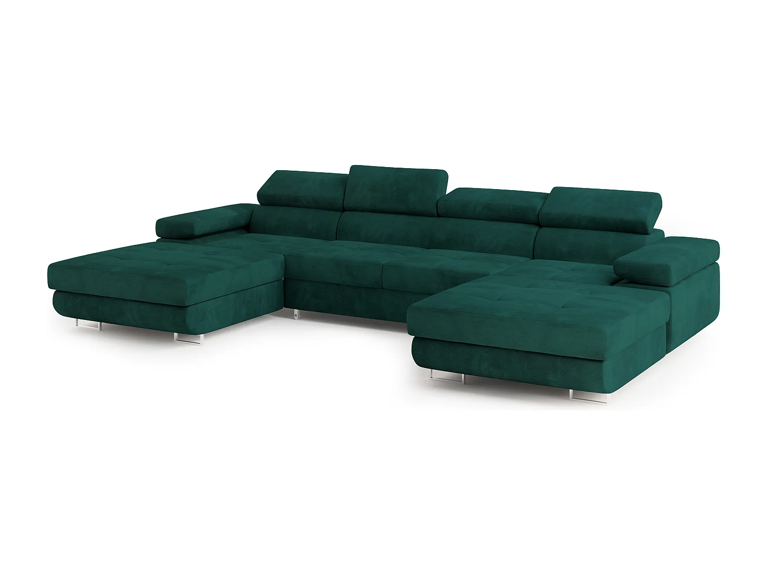 Canapé d'angle LYKKE Vert en velours avec fonction de couchage