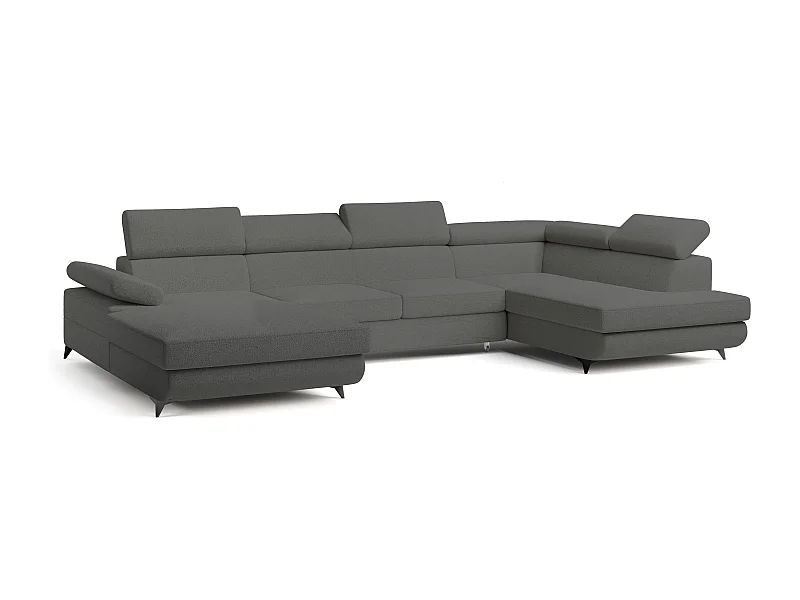 Canapé D'angle Rubano Gris En Bouclé Avec Fonction De Couchage