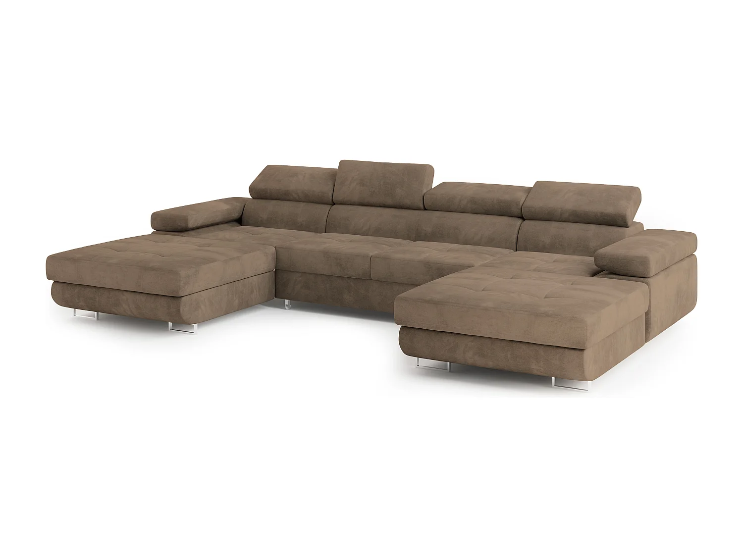 Canapé d'angle LYKKE Beige en velours avec fonction de couchage