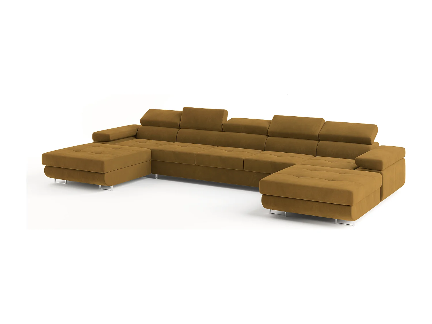 Canapé d'angle OMBRA Jaune en velours avec fonction de couchage