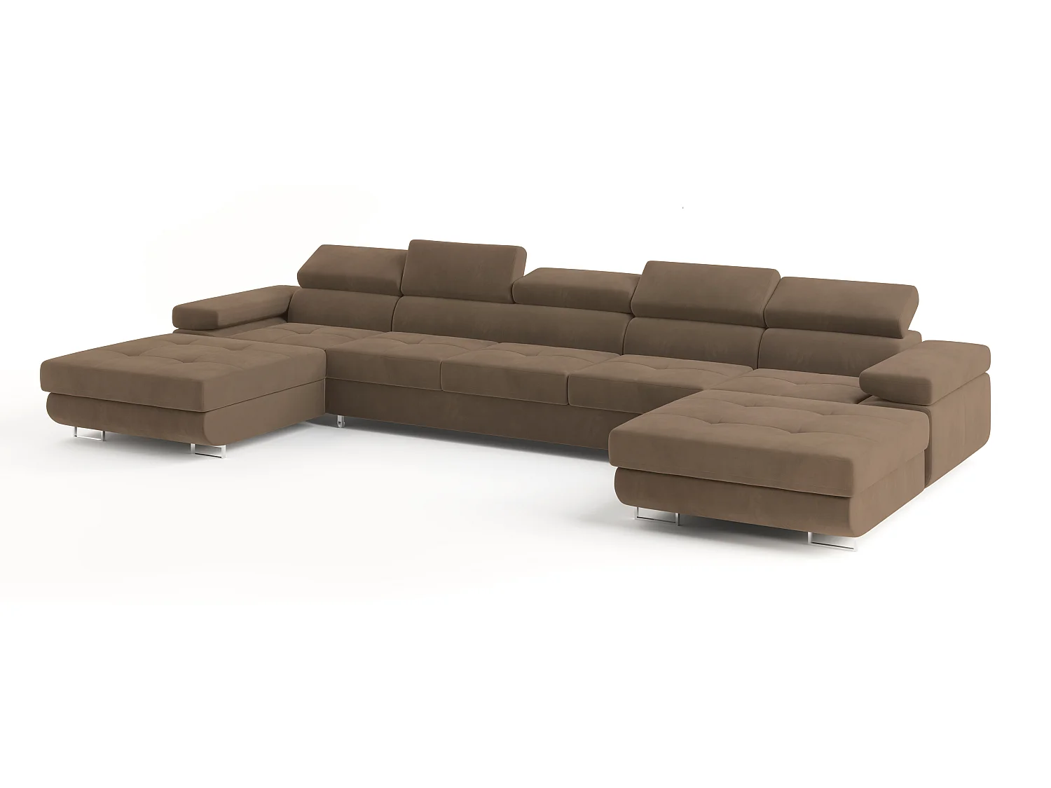 Canapé d'angle OMBRA Beige en velours avec fonction de couchage
