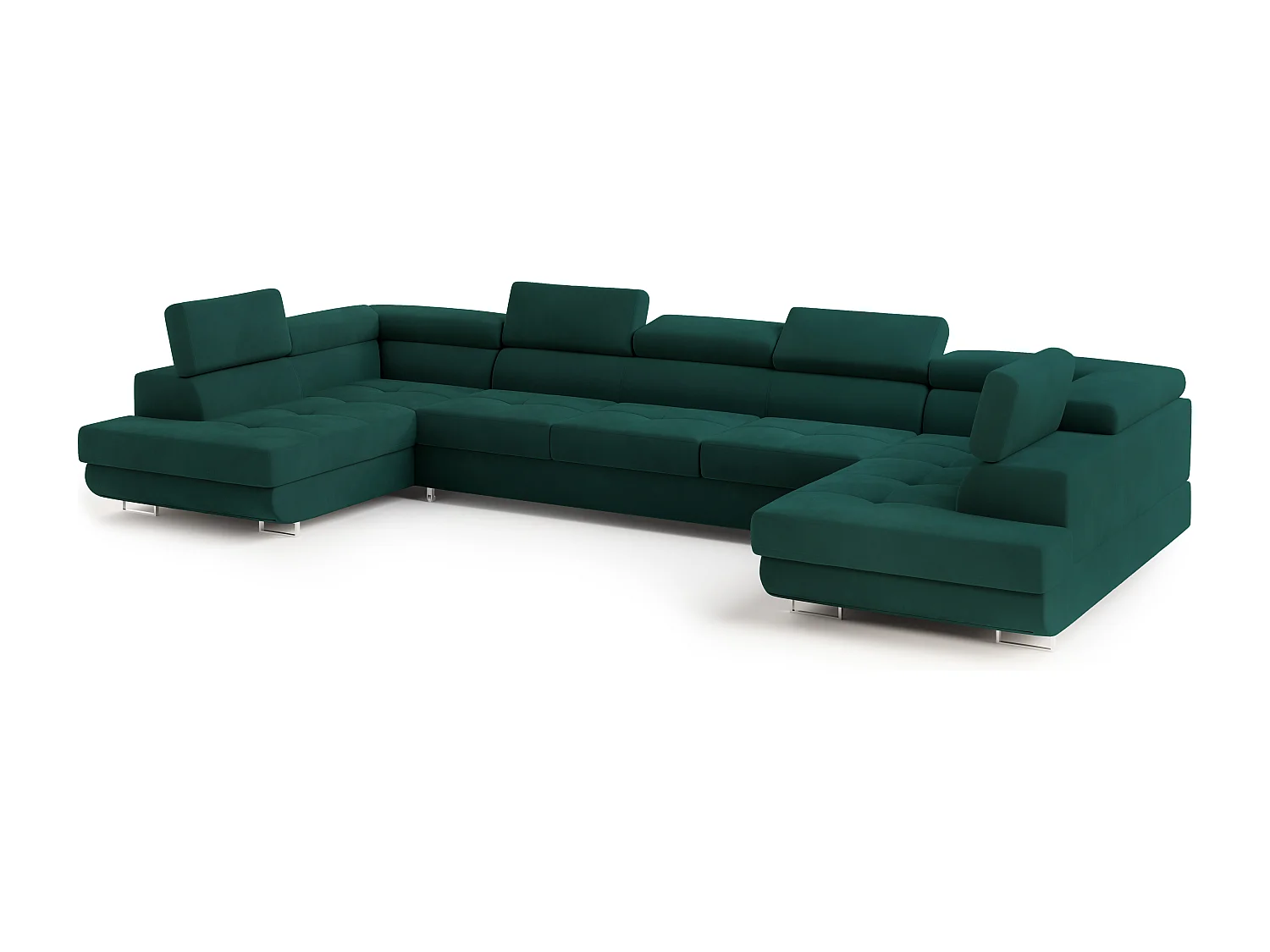 Canapé d'angle ISOLANO Vert en velours avec fonction de couchage