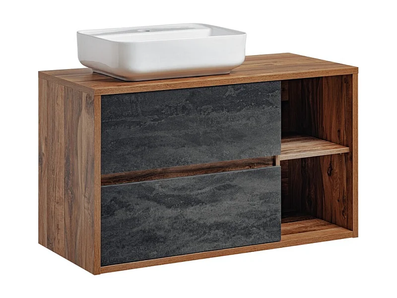 Ensemble meuble sous vasque GABI 100 cm avec vasque rectangulaire blanche