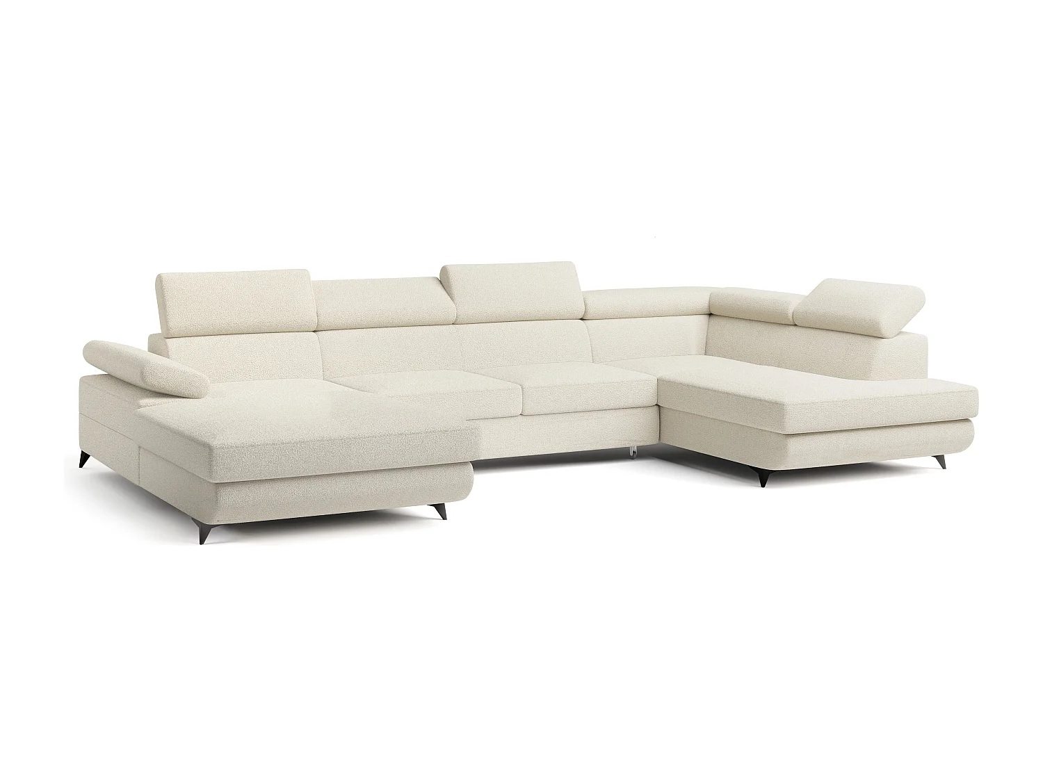 Canapé D'angle Rubano Crème En Bouclé Avec Fonction De Couchage