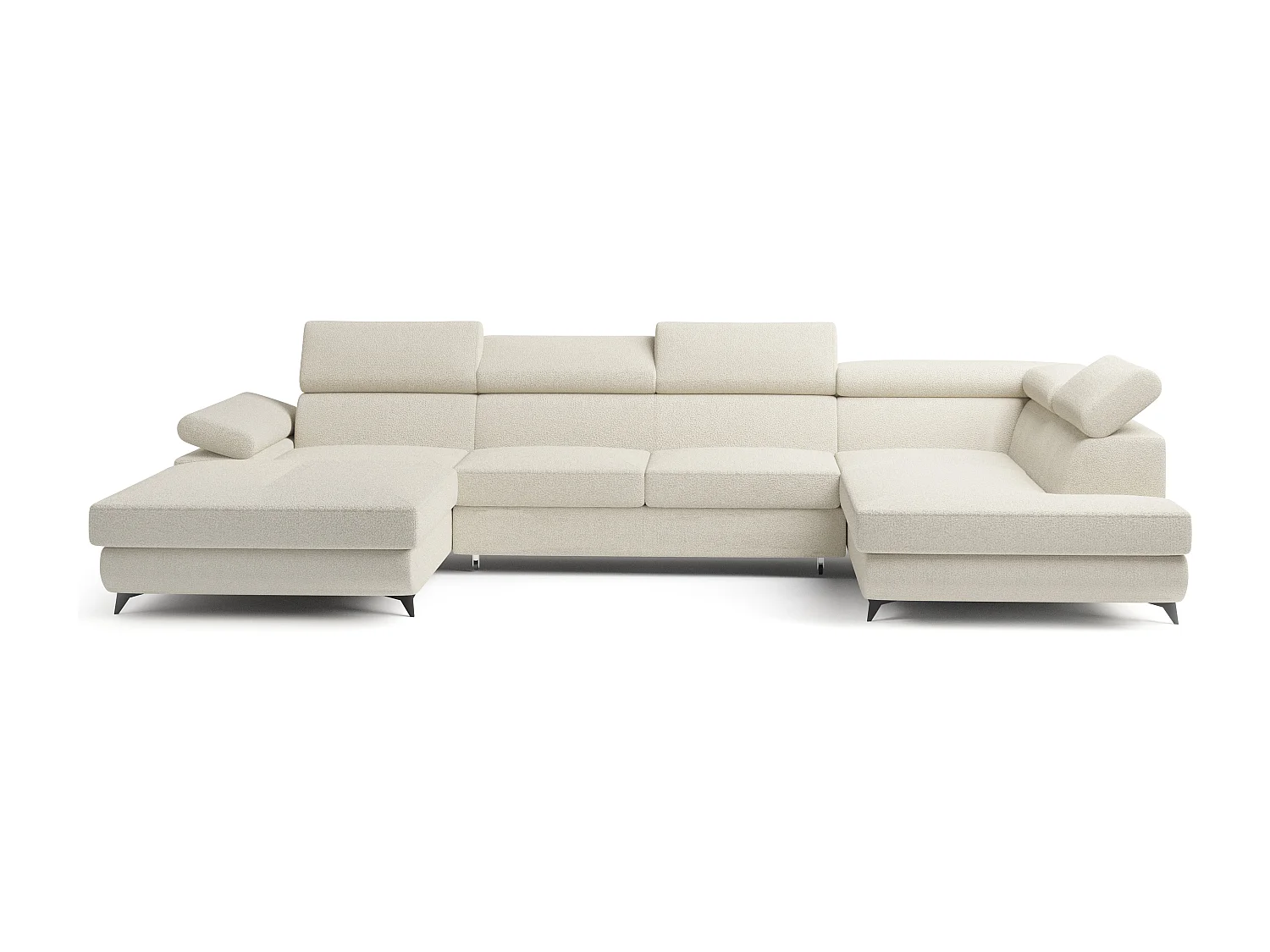 Canapé D'angle Rubano Crème En Bouclé Avec Fonction De Couchage