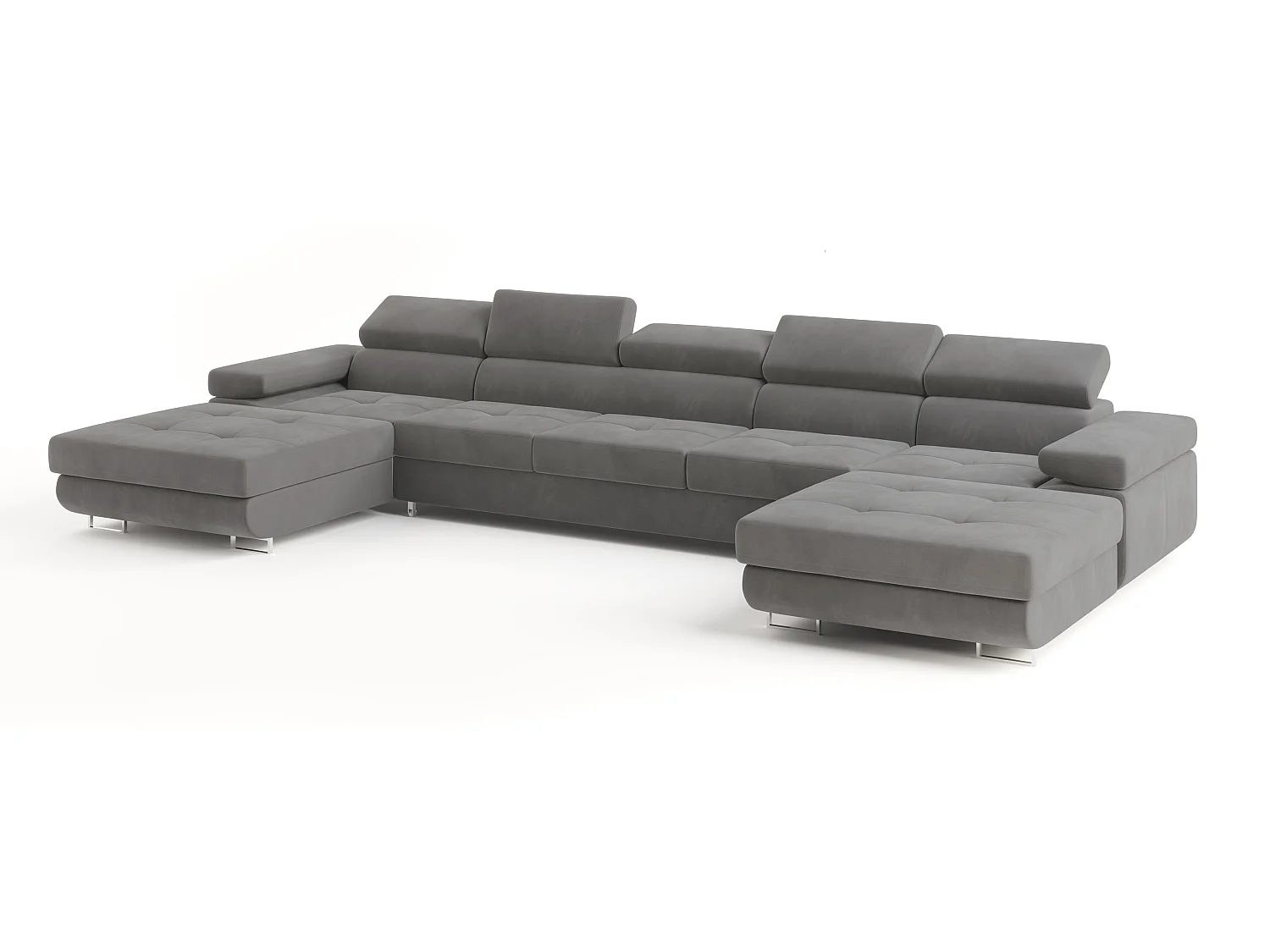 Canapé d'angle OMBRA Gris en velours avec fonction de couchage