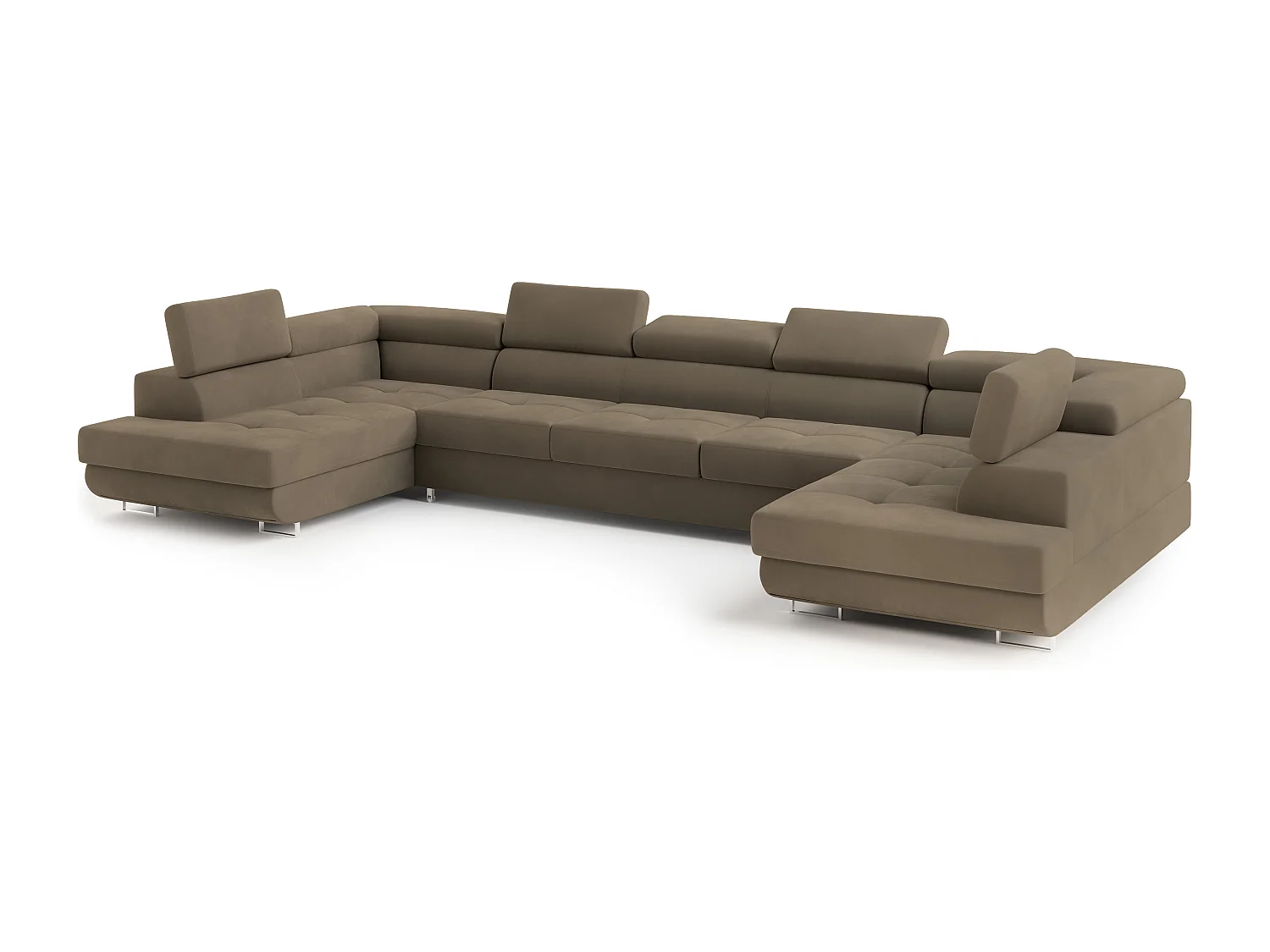 Canapé d'angle ISOLANO Beige en velours avec fonction de couchage