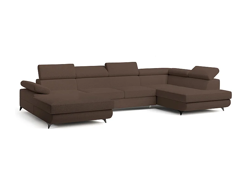 Canapé D'angle Rubano Marron En Bouclé Avec Fonction De Couchage