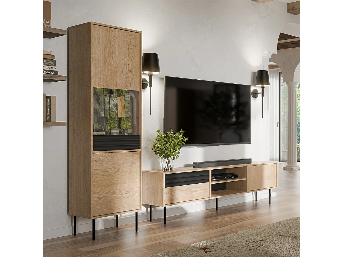 Vitrine 2 portes Astra Bois et Noir