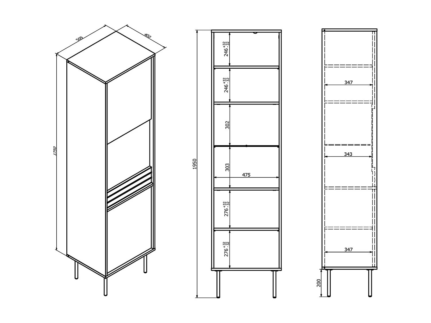 Vitrine 2 portes Astra Bois foncé et Cachemire