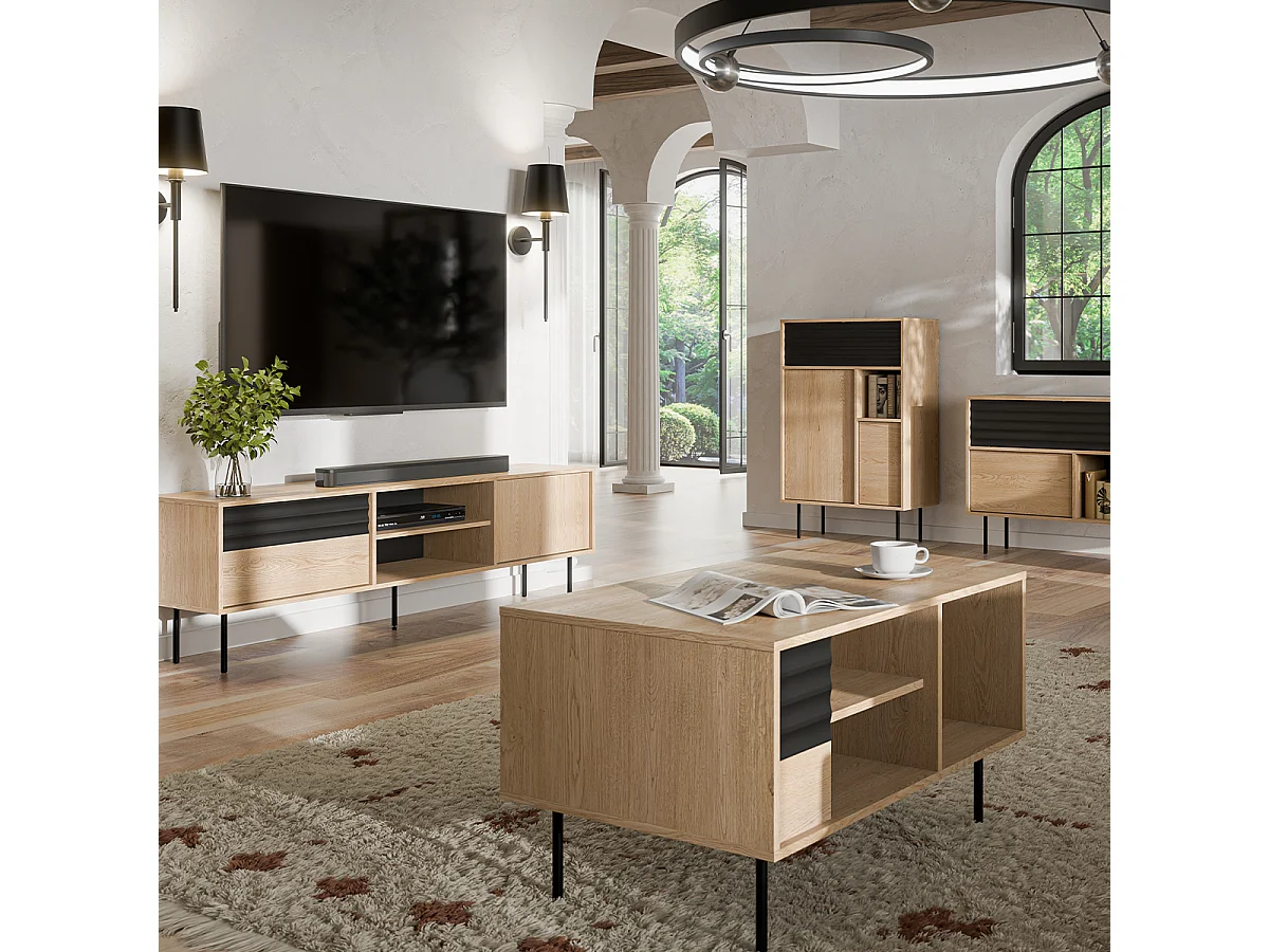 Couchtisch Astra Holz und Schwarz