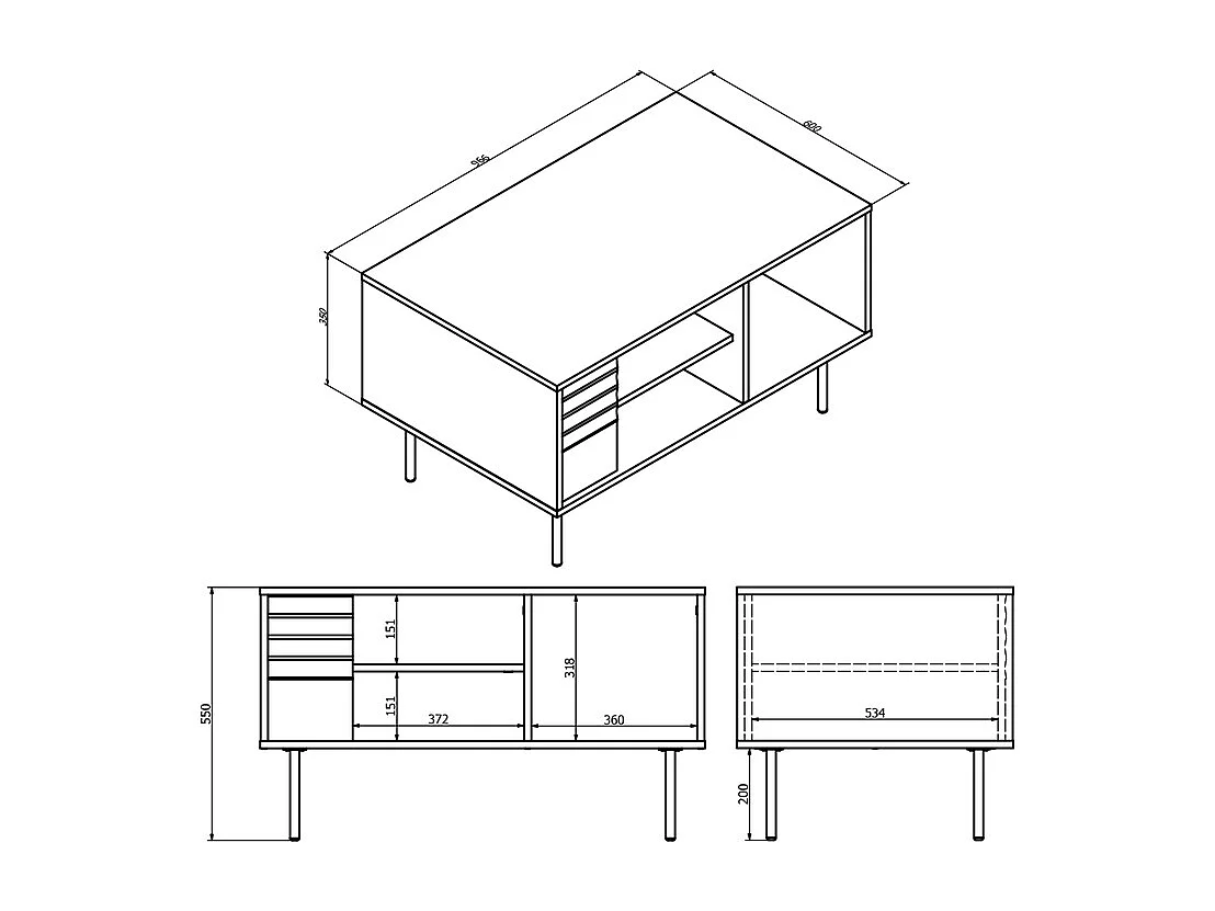Couchtisch Astra Holz und Schwarz