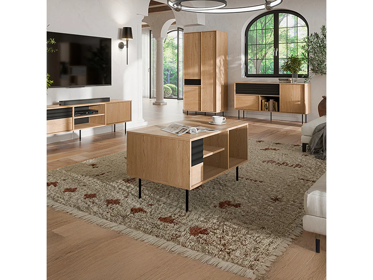 Astra Wood and Black Coffee Table